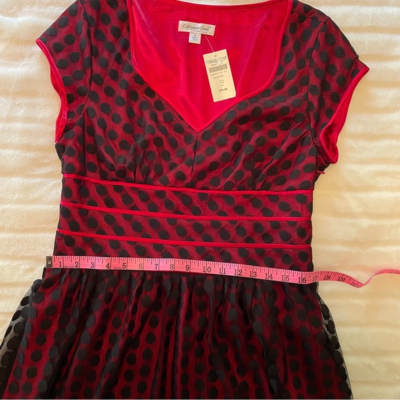 Coldwater Creek Red Mesh Polka Dot Dress New with Tags Sz 12 - Picture 7 of 10